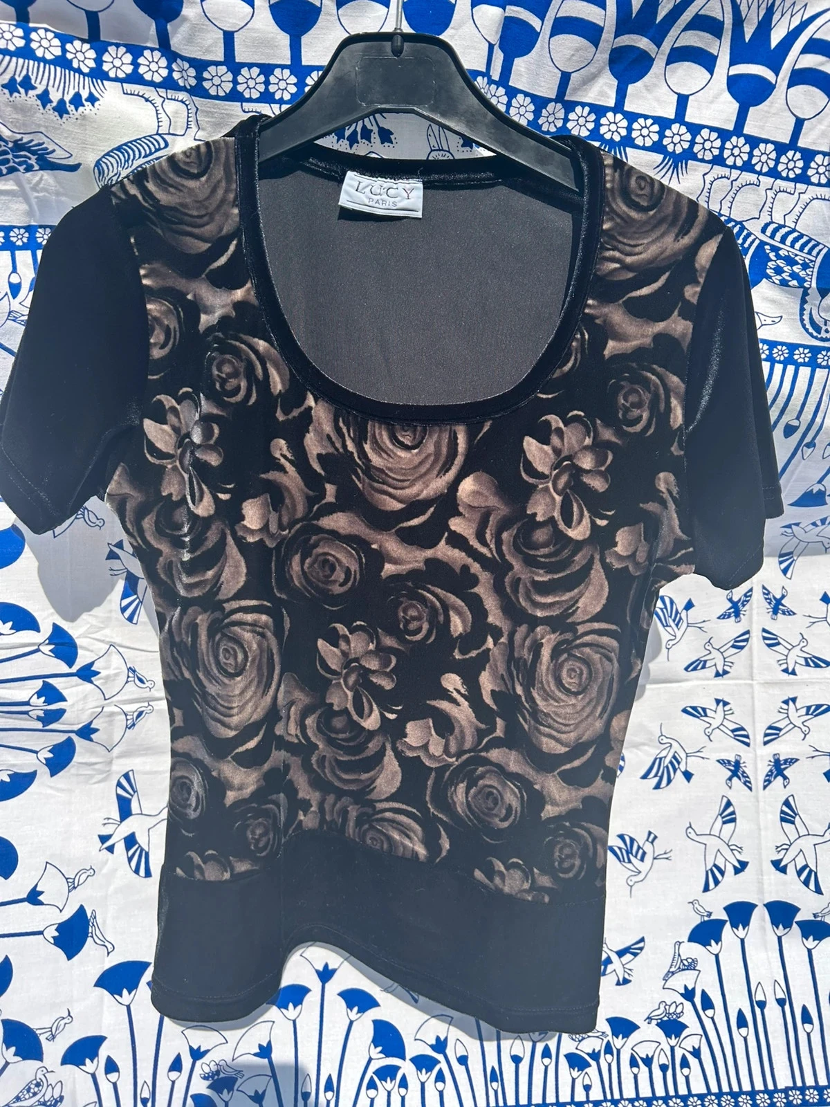T shirt noir et gris femme S/36 Lucy Paris très bon état